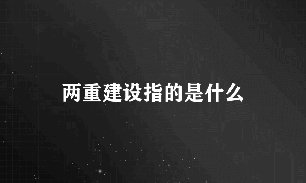 两重建设指的是什么