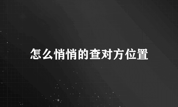 怎么悄悄的查对方位置