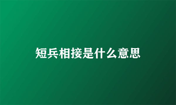 短兵相接是什么意思