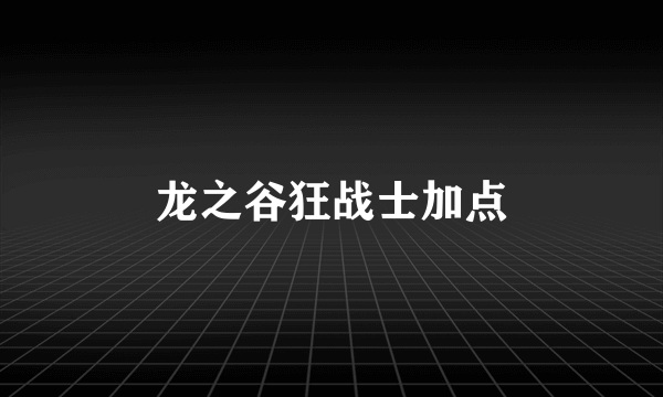 龙之谷狂战士加点