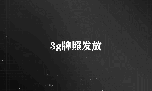 3g牌照发放