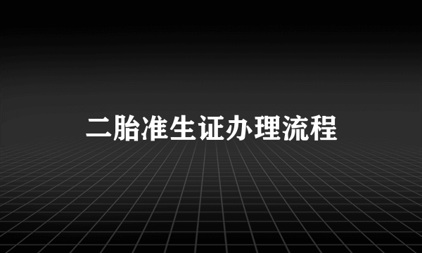 二胎准生证办理流程