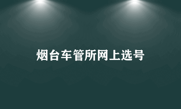 烟台车管所网上选号