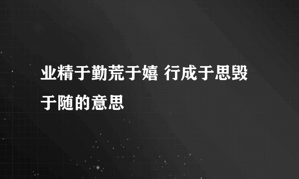 业精于勤荒于嬉 行成于思毁于随的意思