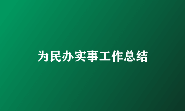 为民办实事工作总结