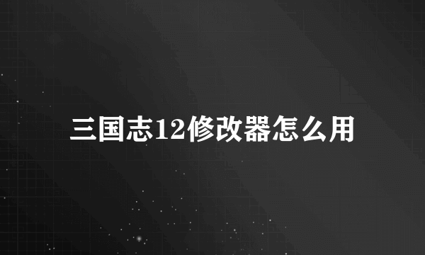 三国志12修改器怎么用