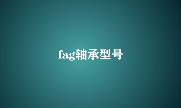 fag轴承型号