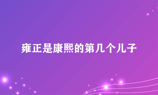 雍正是康熙的第几个儿子