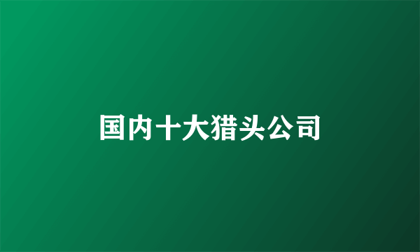 国内十大猎头公司