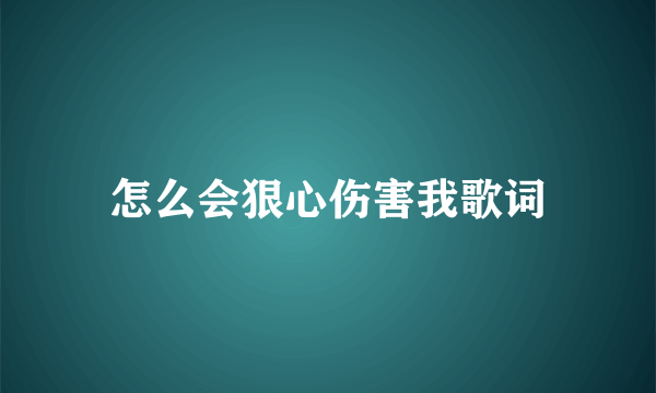 怎么会狠心伤害我歌词