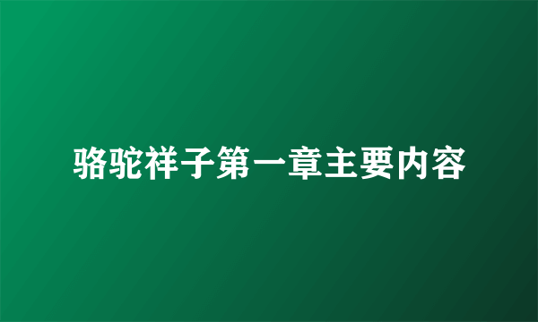 骆驼祥子第一章主要内容