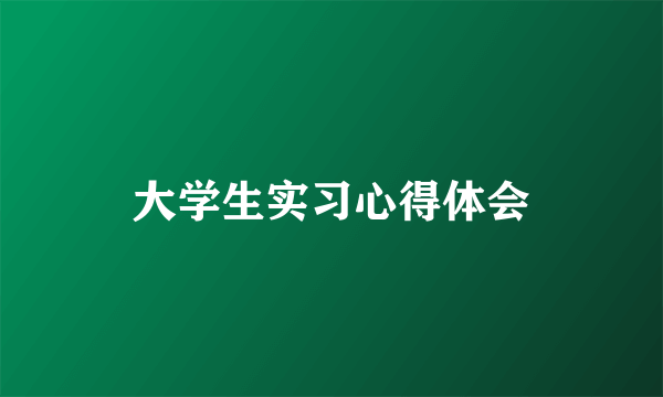 大学生实习心得体会