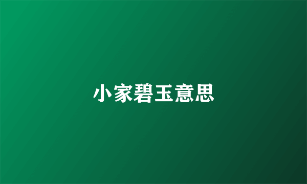 小家碧玉意思