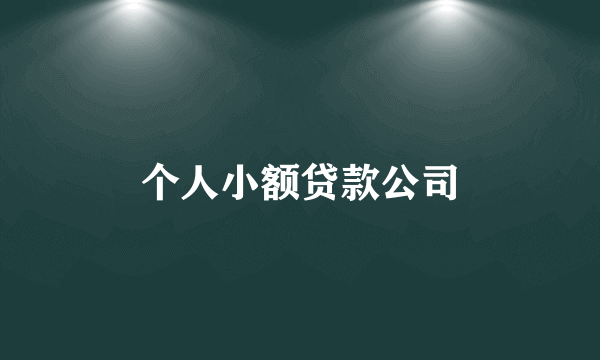 个人小额贷款公司