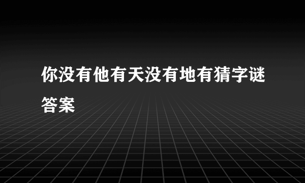 你没有他有天没有地有猜字谜答案