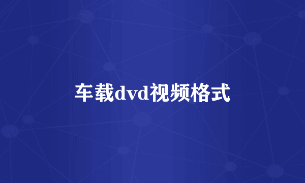 车载dvd视频格式