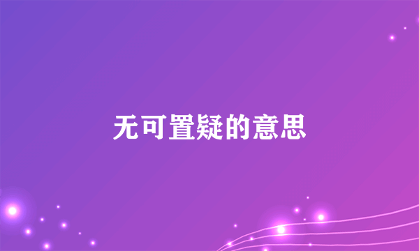 无可置疑的意思