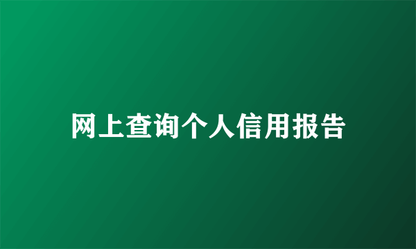 网上查询个人信用报告