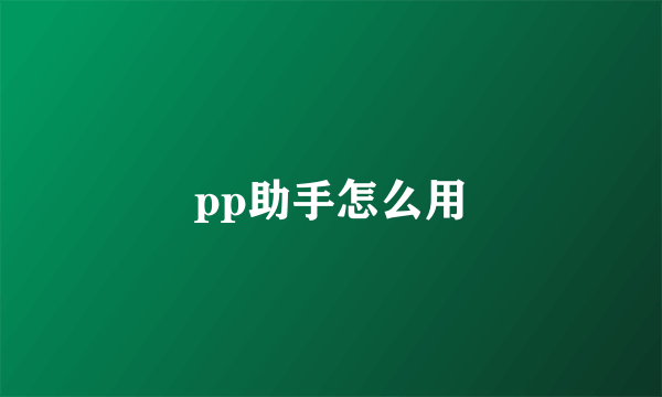 pp助手怎么用