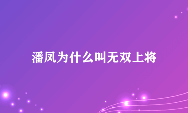 潘凤为什么叫无双上将