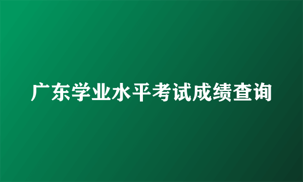 广东学业水平考试成绩查询