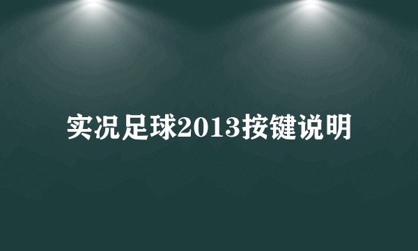 实况足球2013按键说明