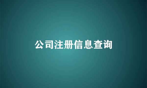 公司注册信息查询