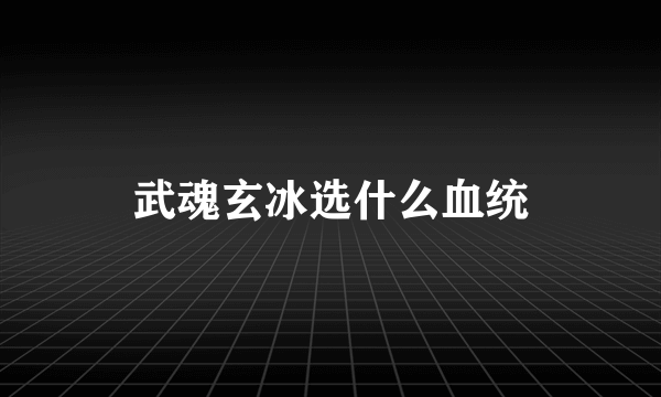 武魂玄冰选什么血统