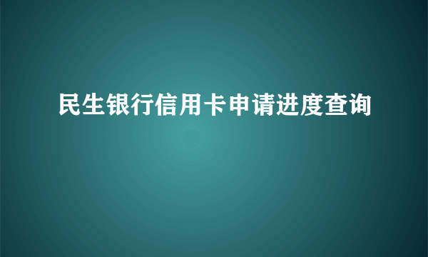 民生银行信用卡申请进度查询