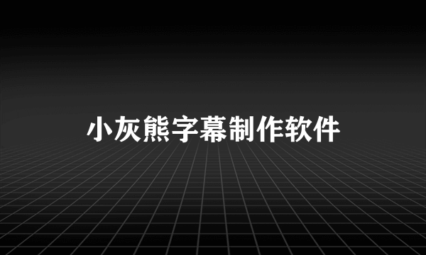 小灰熊字幕制作软件