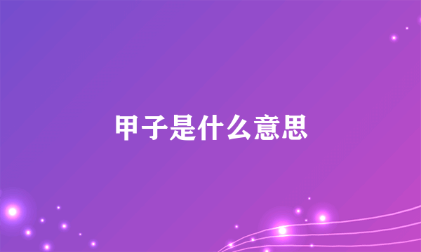 甲子是什么意思