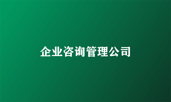 企业咨询管理公司