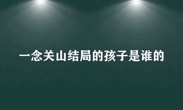 一念关山结局的孩子是谁的