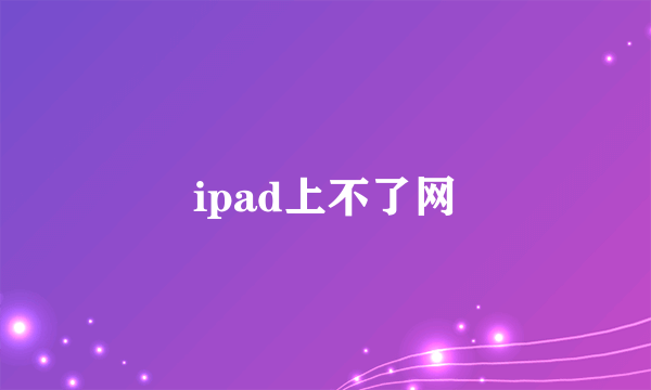 ipad上不了网