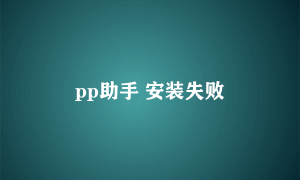 pp助手 安装失败