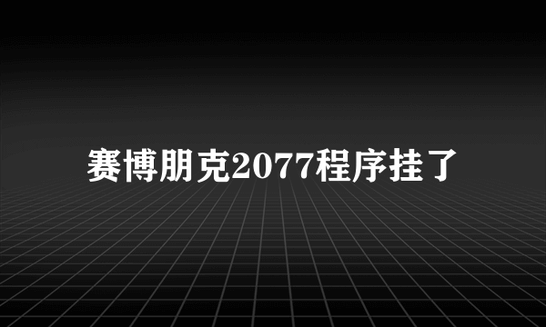 赛博朋克2077程序挂了