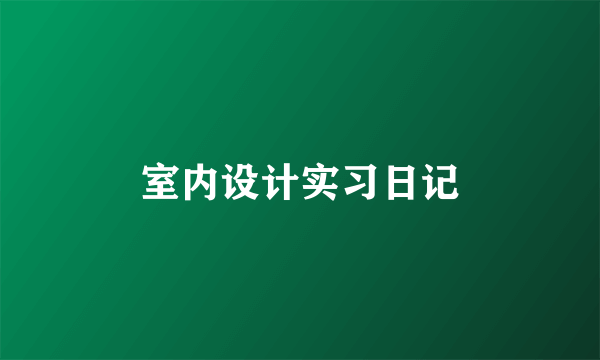 室内设计实习日记