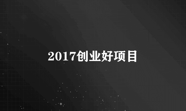 2017创业好项目