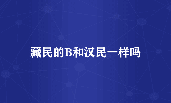 藏民的B和汉民一样吗