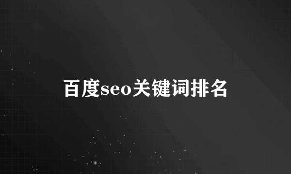 百度seo关键词排名