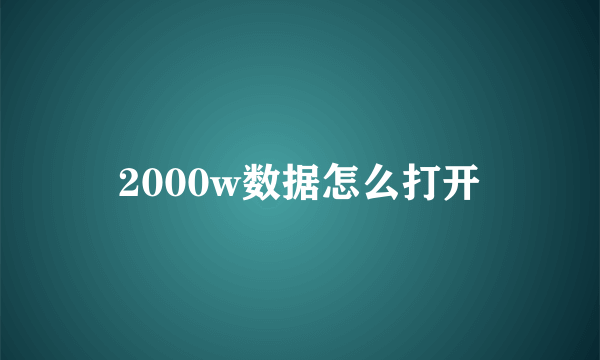 2000w数据怎么打开