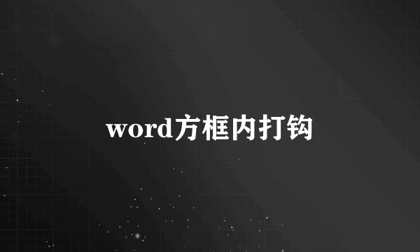 word方框内打钩