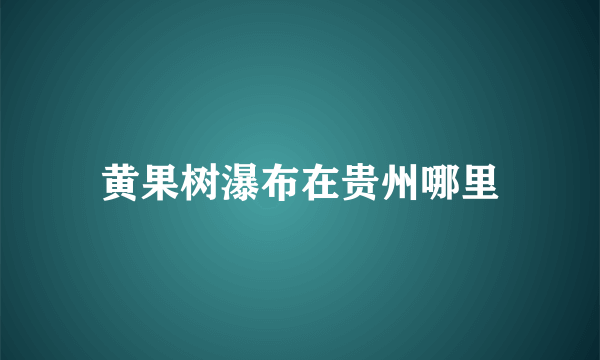 黄果树瀑布在贵州哪里