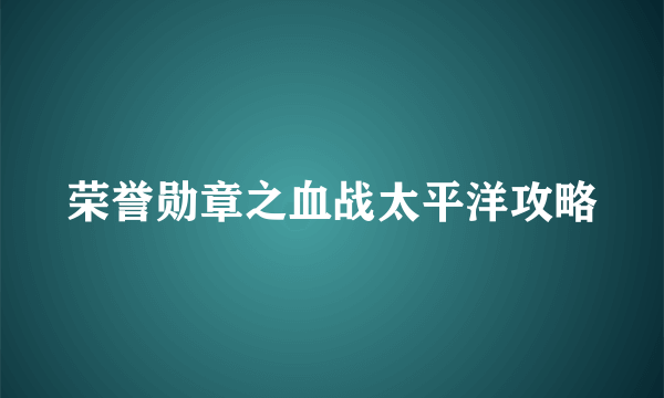 荣誉勋章之血战太平洋攻略