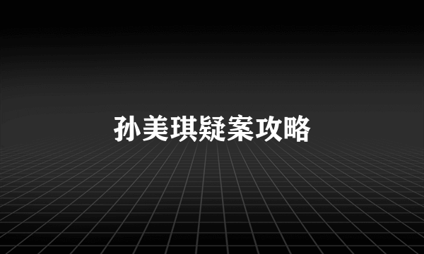 孙美琪疑案攻略