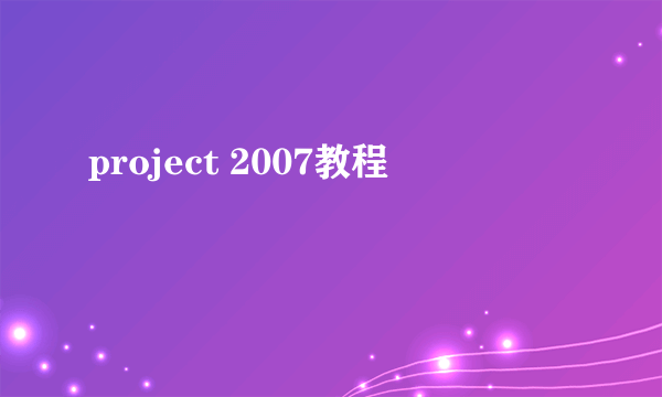 project 2007教程