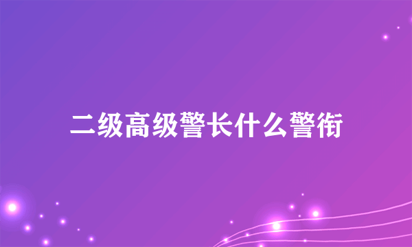 二级高级警长什么警衔