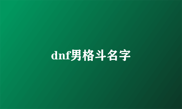 dnf男格斗名字