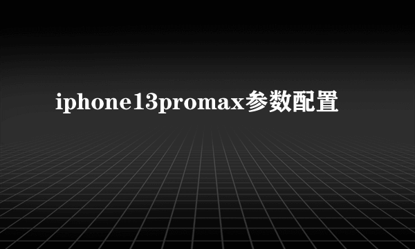 iphone13promax参数配置