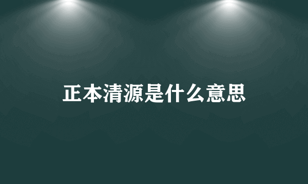 正本清源是什么意思